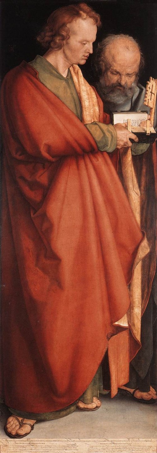Albrecht Dürer [Public domain], <a href="https://commons.wikimedia.org/wiki/File:Albrecht_D%C3%BCrer_-_The_Four_Holy_Men_(John_the_Evangelist_and_Peter)_-_WGA7025.jpg" target="_blank">via Wikimedia Commons</a>