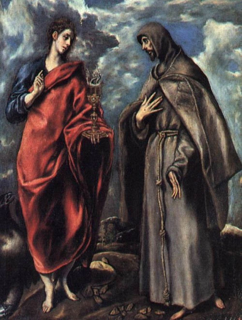 El Greco and workshop [Public domain], <a href="https://commons.wikimedia.org/wiki/File:San_Juan_Evangelista_y_San_Francisco_El_Greco.jpg" target="_blank">via Wikimedia Commons</a>