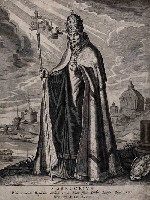 After David Teniers the Younger [Public domain], <a href="https://commons.wikimedia.org/wiki/File:Saint_Gregory_the_Great._Engraving_by_A._Hogenberg_after_D._Wellcome_V0032164.jpg"  target="_blank">via Wikimedia Commons</a>